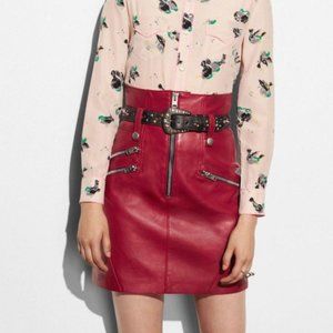 COACH High Waisted Lambskin Moto Skirt